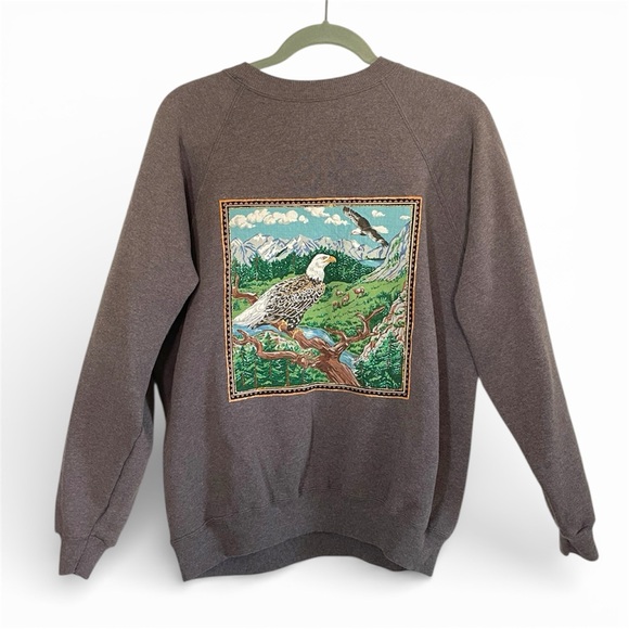 American Vintage Sweaters - VTG Handpainted Eagle Sweater